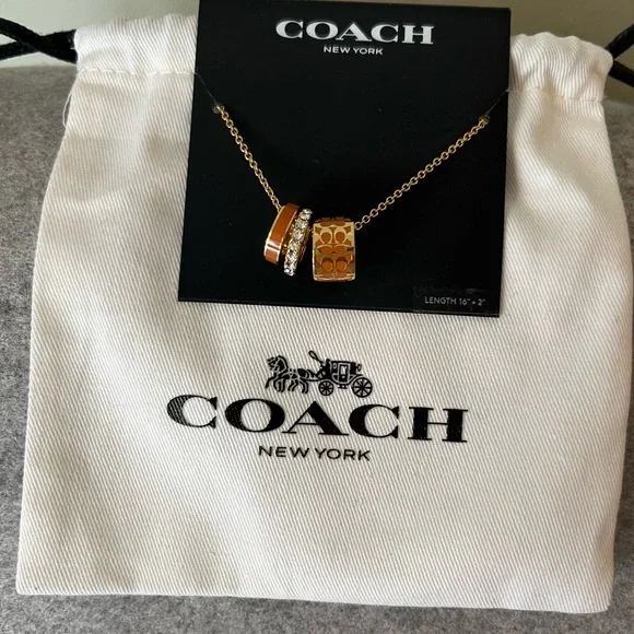 Coach Gold and Brown Pendant Necklace - Picture 3 of 7